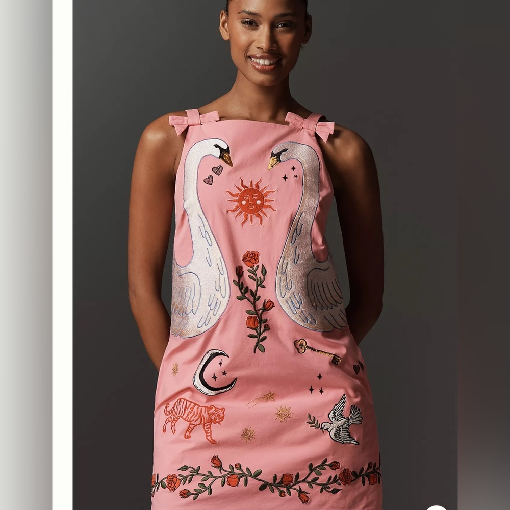 Maeve Pink Embroidered Mini Dress